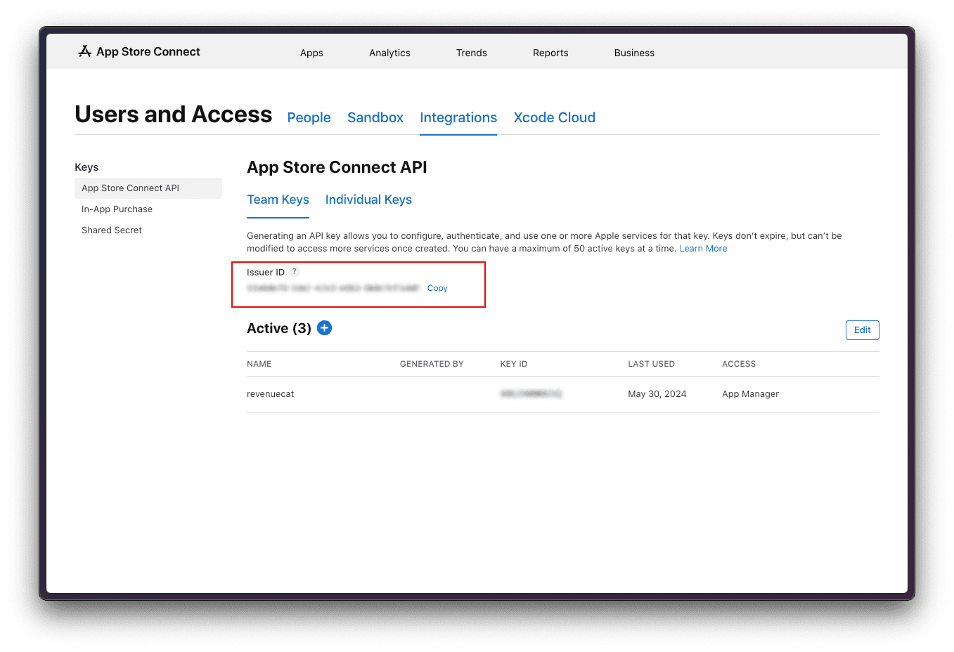 app store generate api key